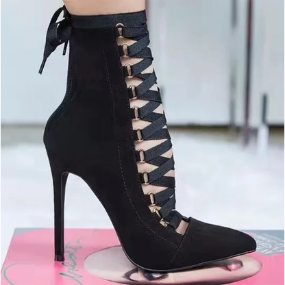 Funki Findz | Boots | Women's Lace Up High Heel Ankle Boots