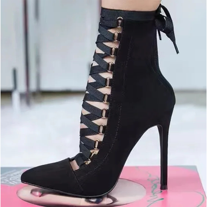 Funki Findz | Boots | Women's Lace Up High Heel Ankle Boots