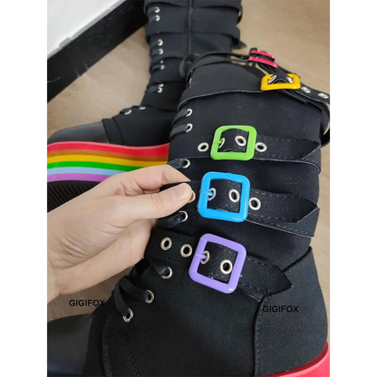 Funki Findz | Boots | Women's Gothic Rainbow Platform Boots