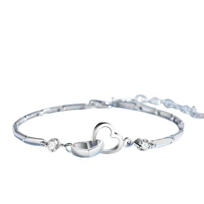 Funki Findz | Bracelets | Women's Double Heart Silver Bracelet