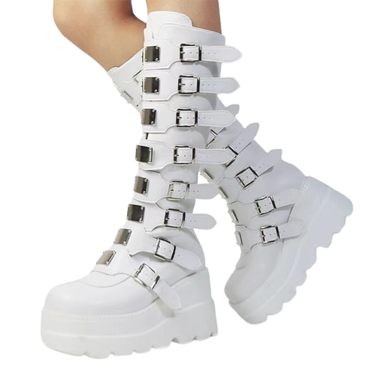 Funki Findz | Boots | Women's Punk Buckle Strap Platform Boots