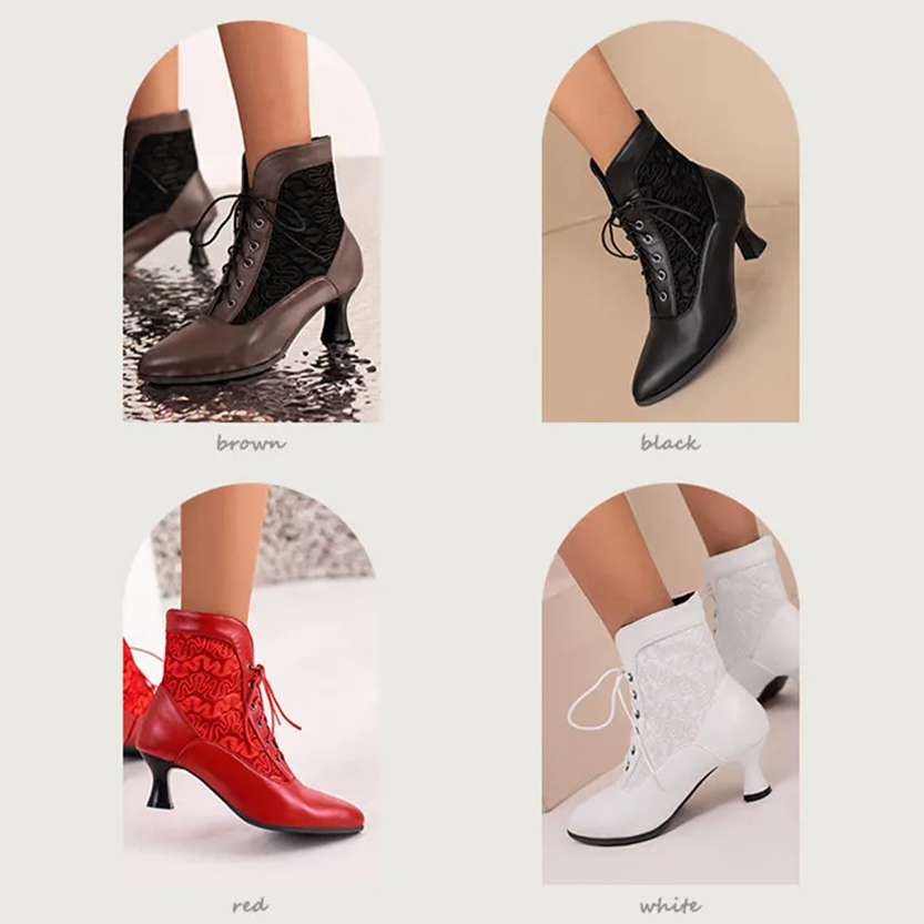Funki Findz | Boots | Women's Kitten Heel Victorian Granny Boot