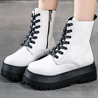 Funki Findz | Boots | Women's White Platform Ankle Boots