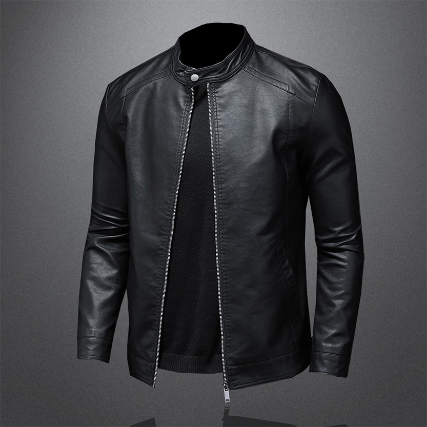 Funki Findz | Jackets | Men's Faux Leather Biker Jacket | Slim Fit