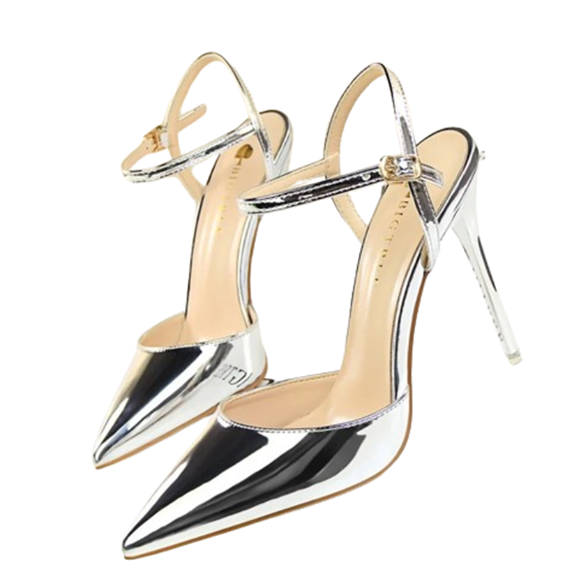 Funki Findz | Shoes | Women's Shiny Metallic Slingback Stilettos