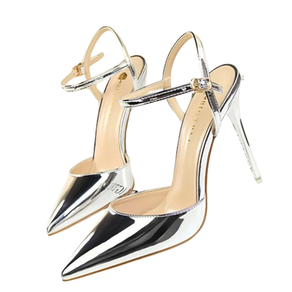 Funki Findz | Shoes | Women's Shiny Metallic Slingback Stilettos
