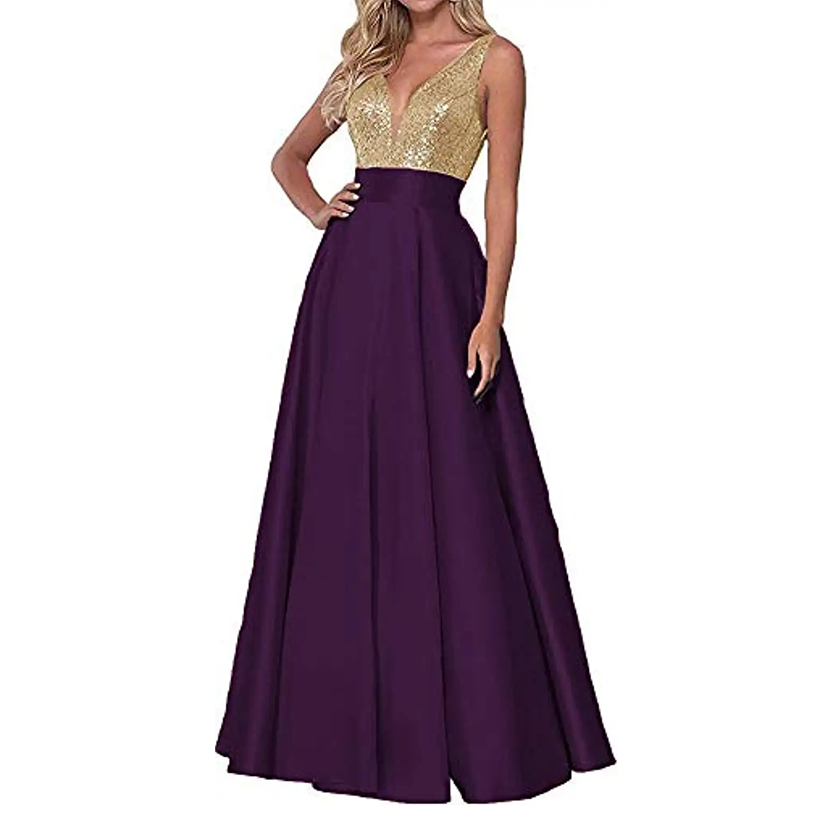 Funki Findz | Dresses | Women's Satin Sequin Evening Dress