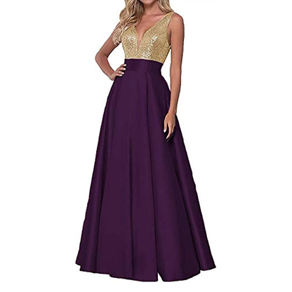 Funki Findz | Dresses | Women's Satin Sequin Evening Dress