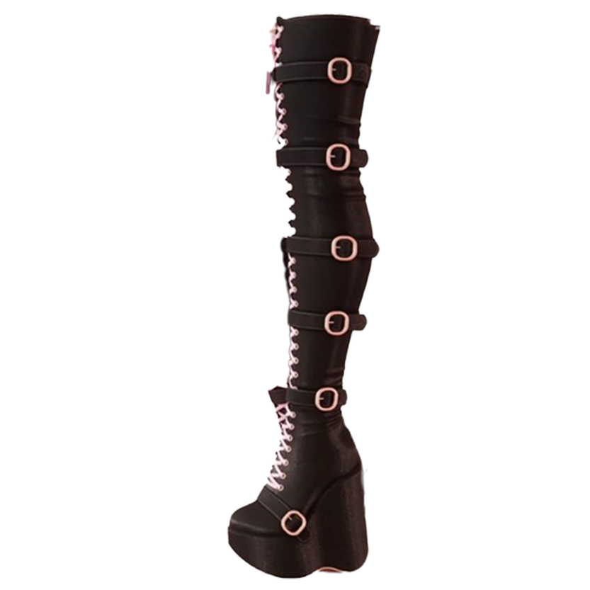 Funki Findz | Boots | Women's Over Knee Buckle Lace Up Boots
