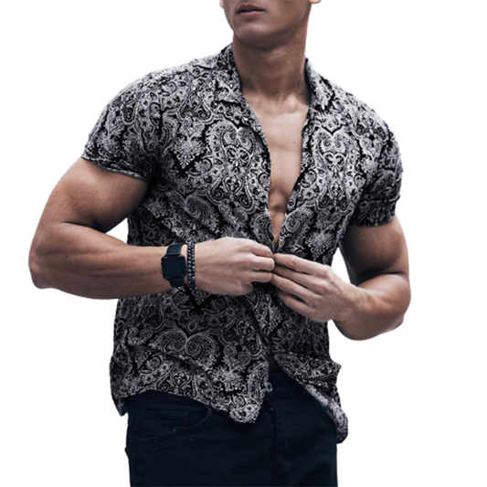 Funki Findz | Shirts | Men's Floral Hipster Short Sleeve Dress Shirt