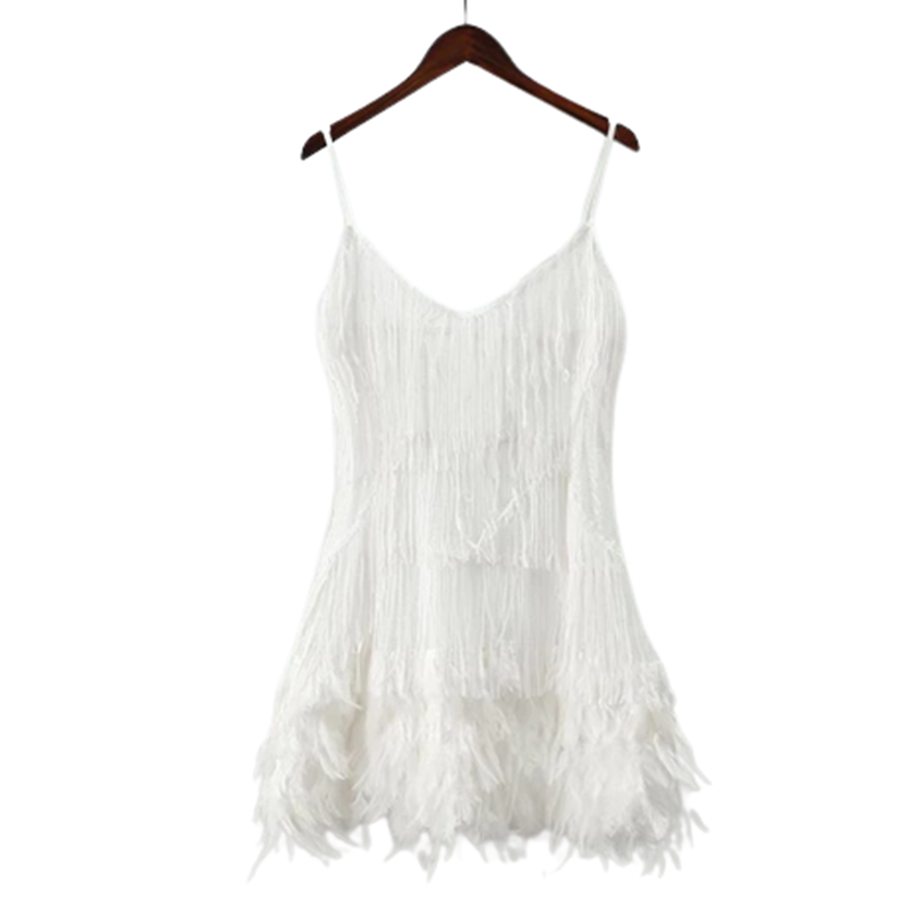 Funki Findz | Dresses | Women's Sequin Feather Fringe Dress
