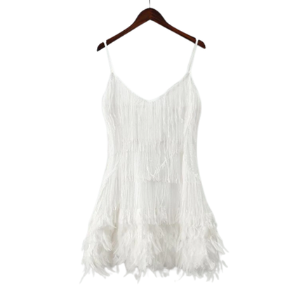 Funki Findz | Dresses | Women's Sequin Feather Fringe Dress