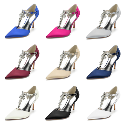 Funki Findz | Shoes | Women's Silk Crystal T-Bar Wedding Shoes
