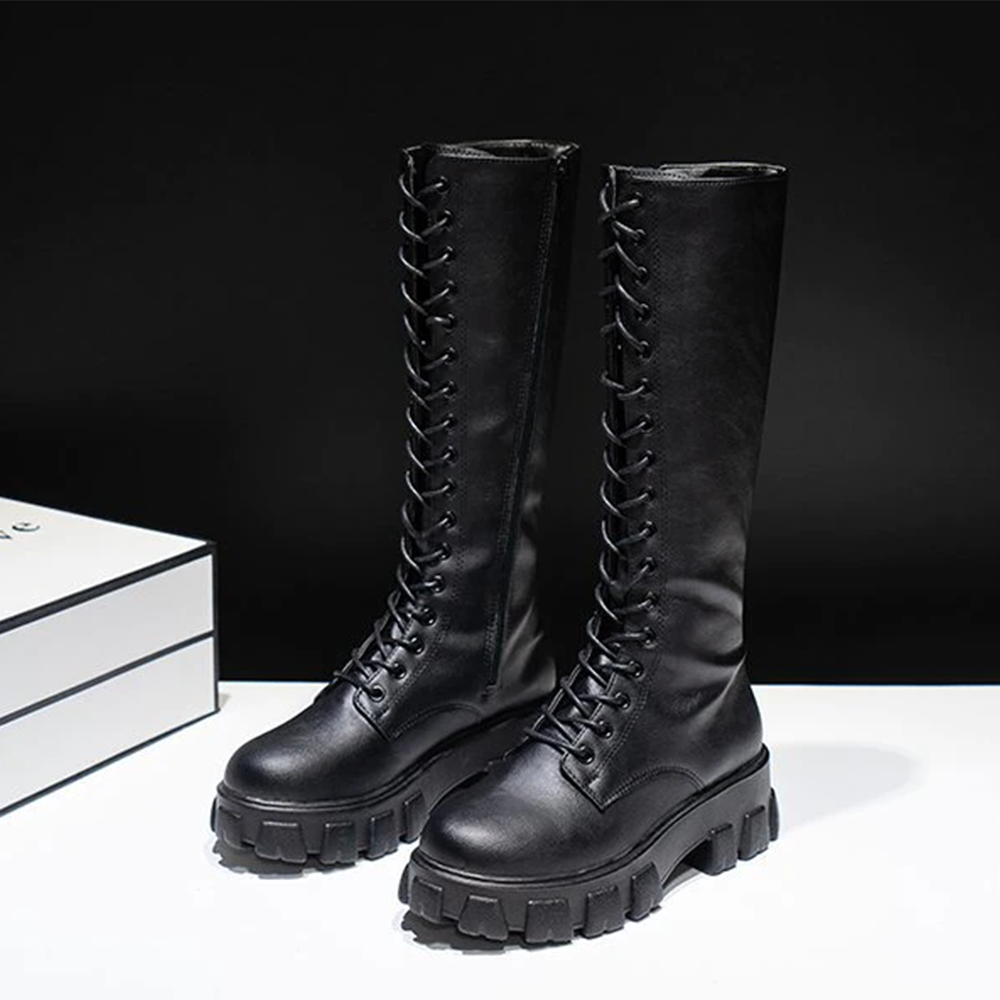 Funki Findz | Boots | Women's Knee-High Platform Lace Up Boot
