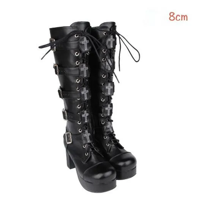Funki Findz | Boots | Women's Punk Cross and Buckle Strap Boot