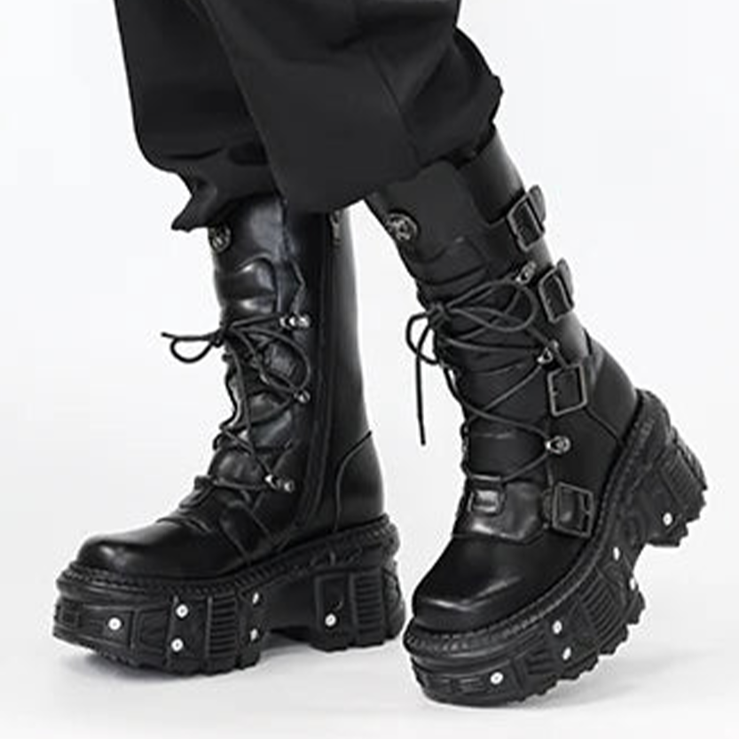 Funki Findz | Boots | Women's Punk Style Lace-up Platform Boot
