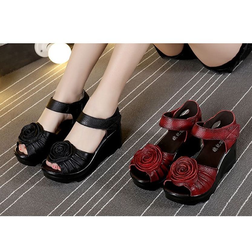 Funki Findz | Shoes | Women's Gothic Leather Low Heel Wedges