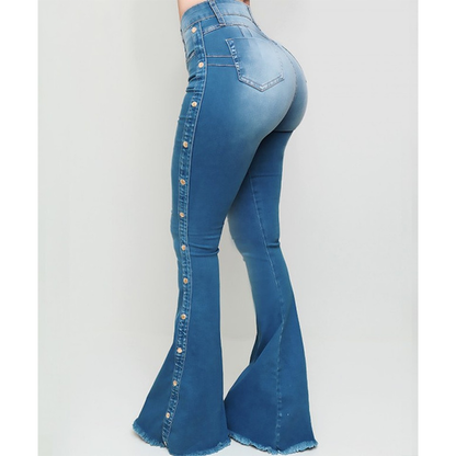 Funki Findz | Pants | Women's Side Button Butt Lift Flared Jeans