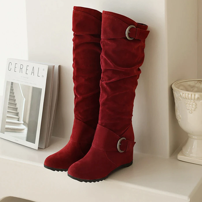Funki Findz | Boots | Women's Mid-Calf Suede Wedge Boot