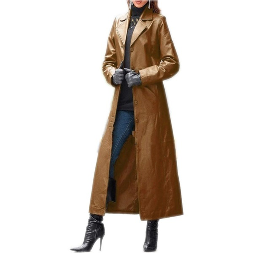 Funki Findz | Jackets | Women's Long Faux Leather Trench Coat