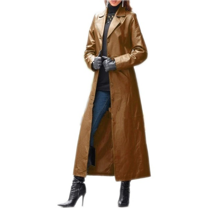 Funki Findz | Jackets | Women's Long Faux Leather Trench Coat