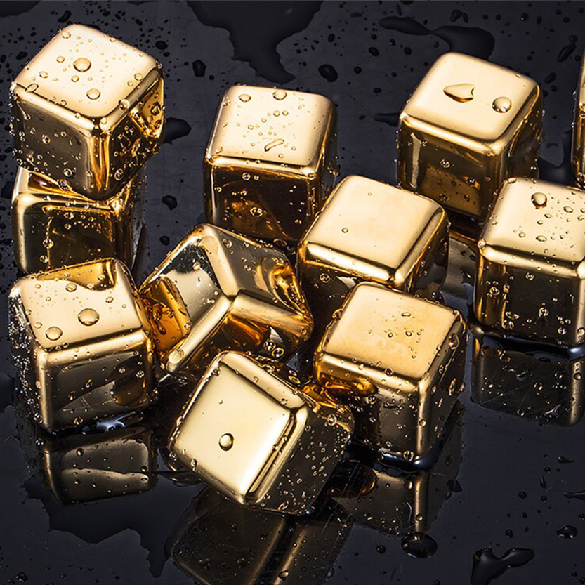 Funki Findz | Whisky Stones | Gold Stainless Steel Ice Cube Sets