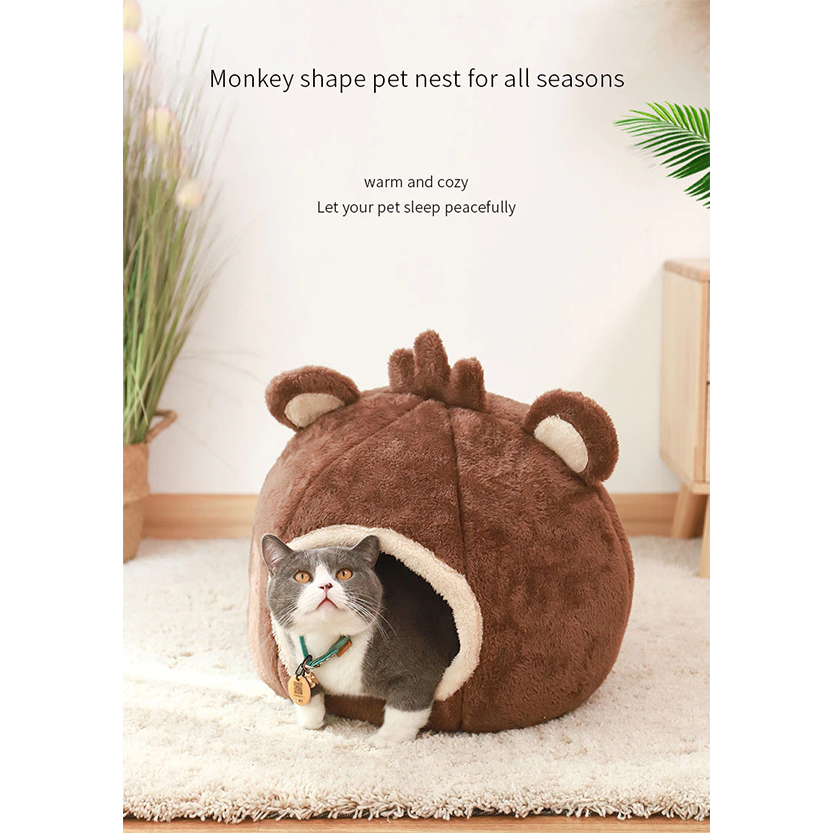 Funki Findz | Pet Beds | Cat Bed | Cute Bear Head Shaped Cat House Nest