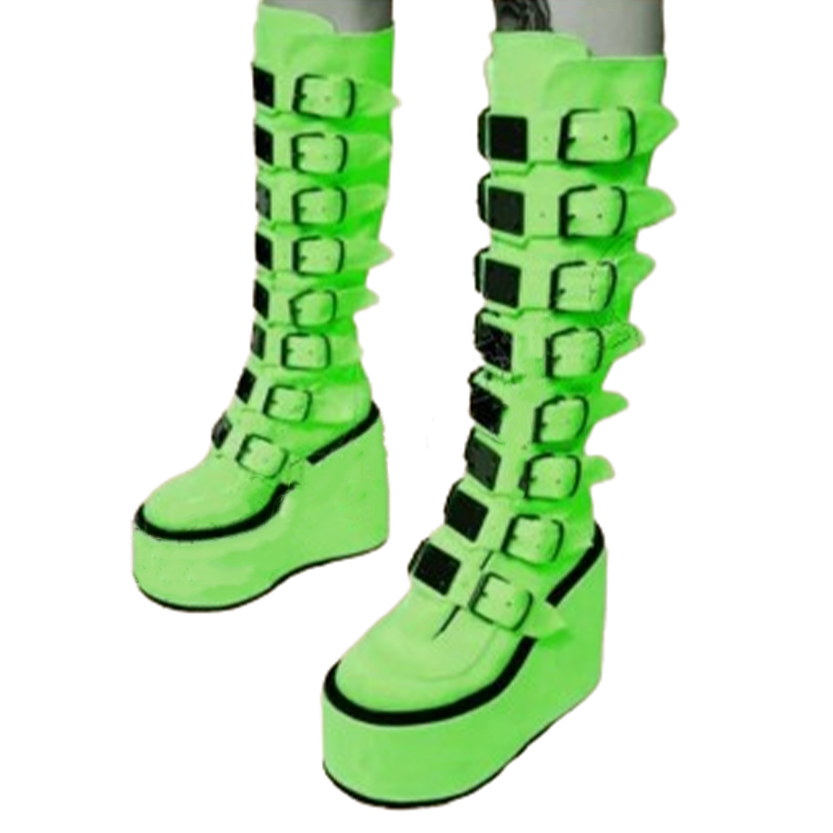 Funki Findz | Boots | Women's Red Buckle Strap Platform Boots