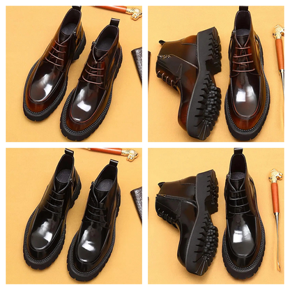 Funki Findz | Boots | Men's Leather Chunky Heel Dress Boots