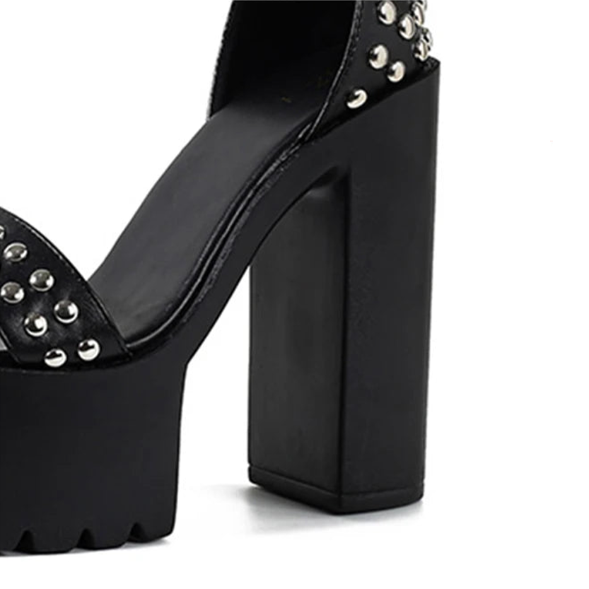 Funki Findz | Shoes | Women's Goth Rivet Dress Platform Sandal
