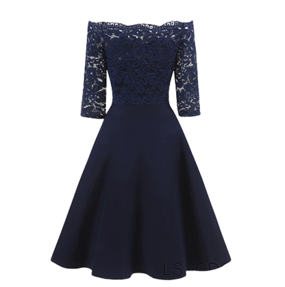 Funki Findz | Dresses | Women's Elegant Lace Chiffon Midi Dress