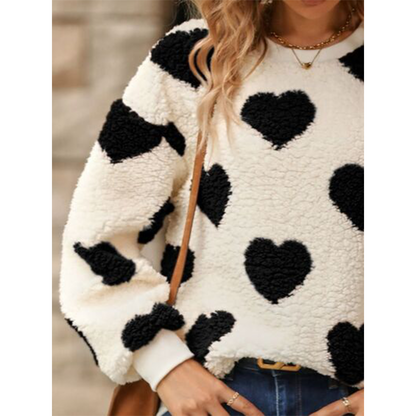 Funki Findz | Sweaters | Women's Fuzzy Heart Winter Sweatshirt