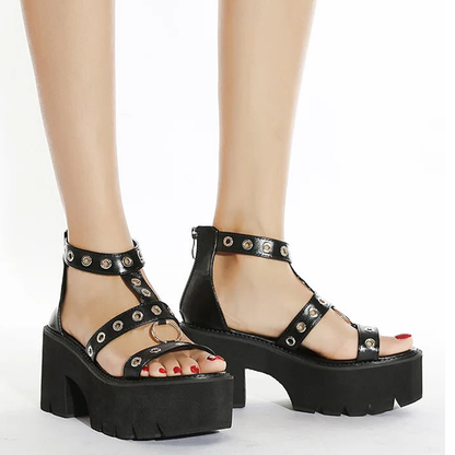 Funki Findz | Shoes | Women's Gothic Rivet Ring Platform Sandal