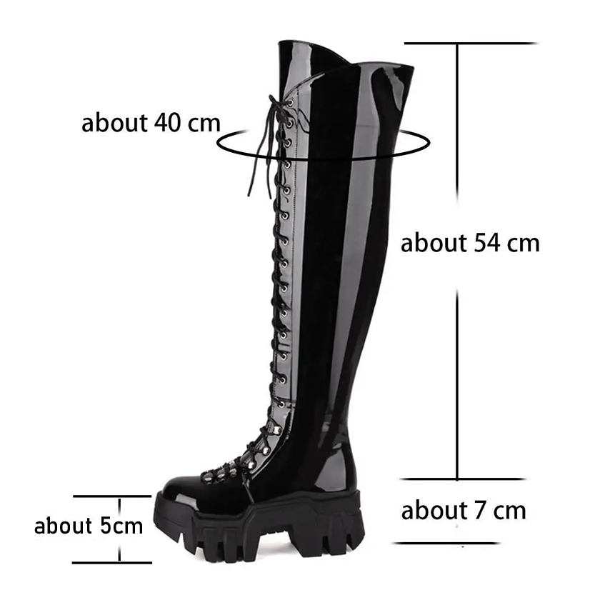 Funki Findz | Boots | Women's Platform Over Knee Lace Up Boot