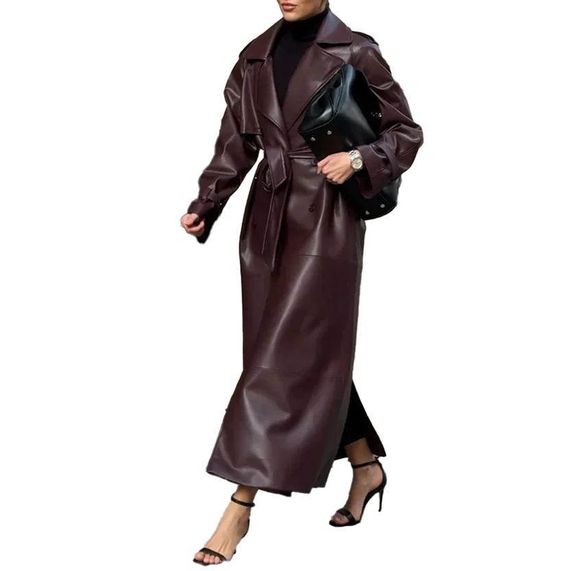 Funki Findz | Jackets | Women's Extra Long Faux Leather Coat