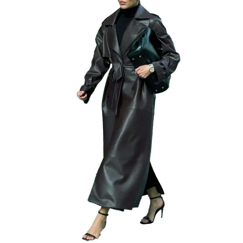 Funki Findz | Jackets | Women's Extra Long Faux Leather Coat