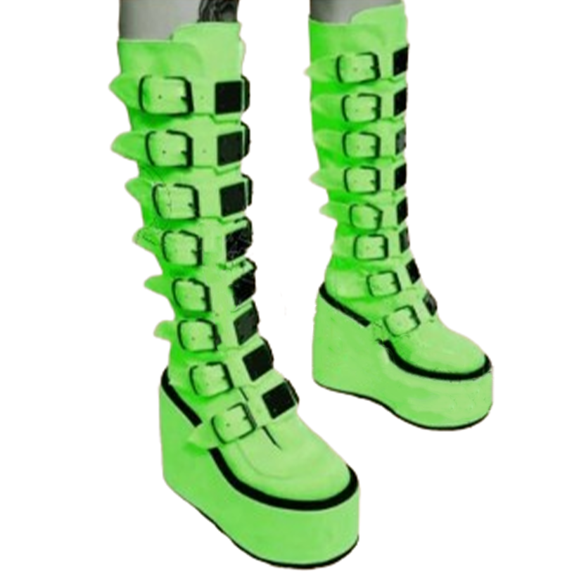 Funki Findz | Boots | Women's Red Buckle Strap Platform Boots