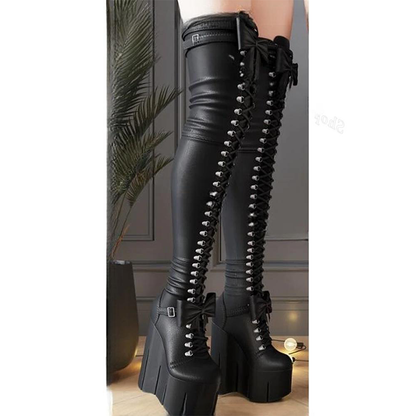 Funki Findz | Boots | Women's Over Knee Butterfly Bow Boots