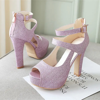 Funki Findz | Shoes | Women's Sequin Peep Toe Platform Sandal
