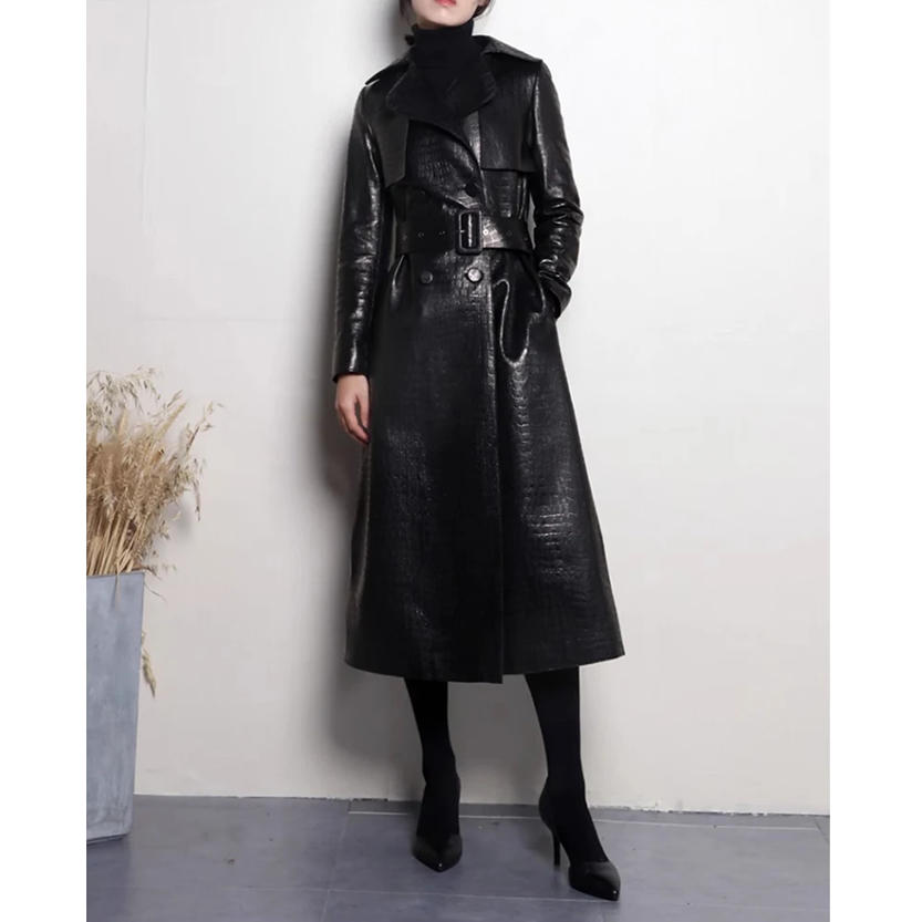Funki Findz | Jackets | Women's Aligator Print Faux Leather Coat
