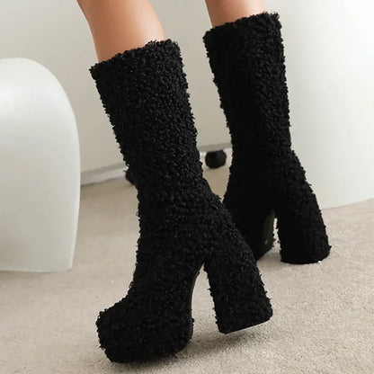 Funki Findz | Boots | Women's Knee-High Fuzzy Platform Boots