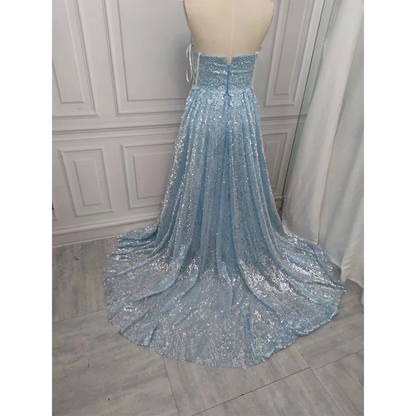 Funki Findz | Dresses | Women's Sequin Tulle Long Prom Dress