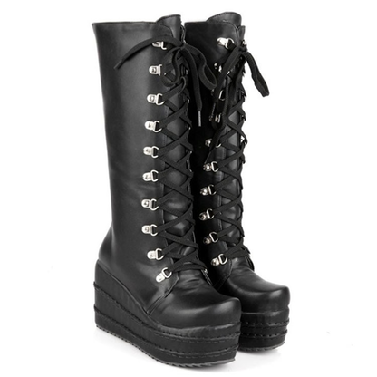 Funki Findz | Boots | Women's High Platform Gothic Wedge Boot