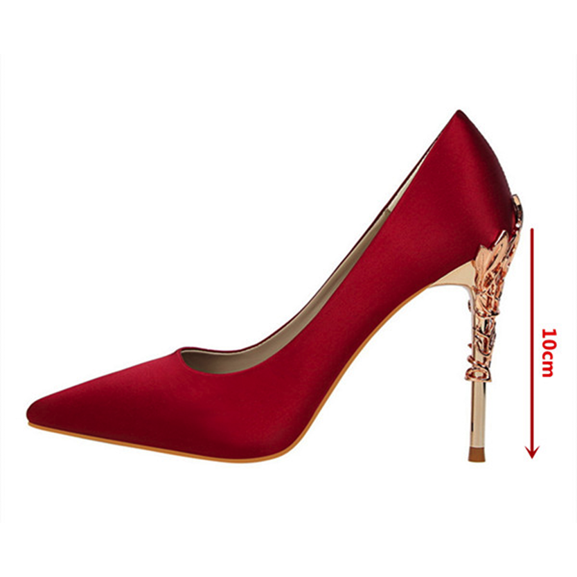 Funki Findz | Shoes | Women's Silk Stilettos | Metal Carved Heels