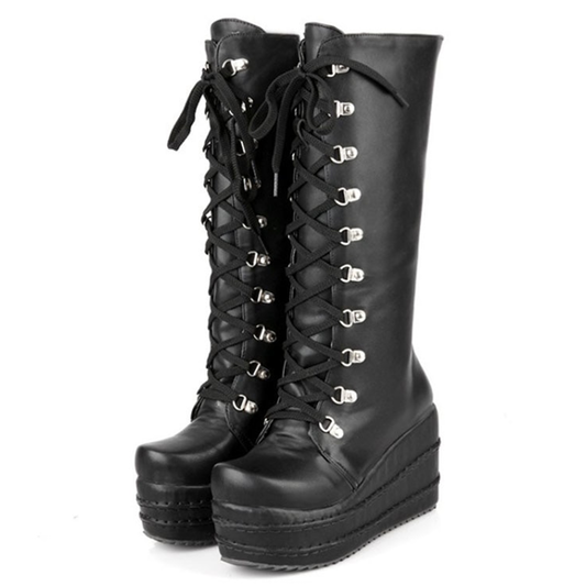 Funki Findz | Boots | Women's High Platform Gothic Wedge Boot