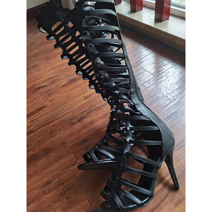 Funki Findz | Boots | Women's Roman Gladiator Lace Up Stilettos