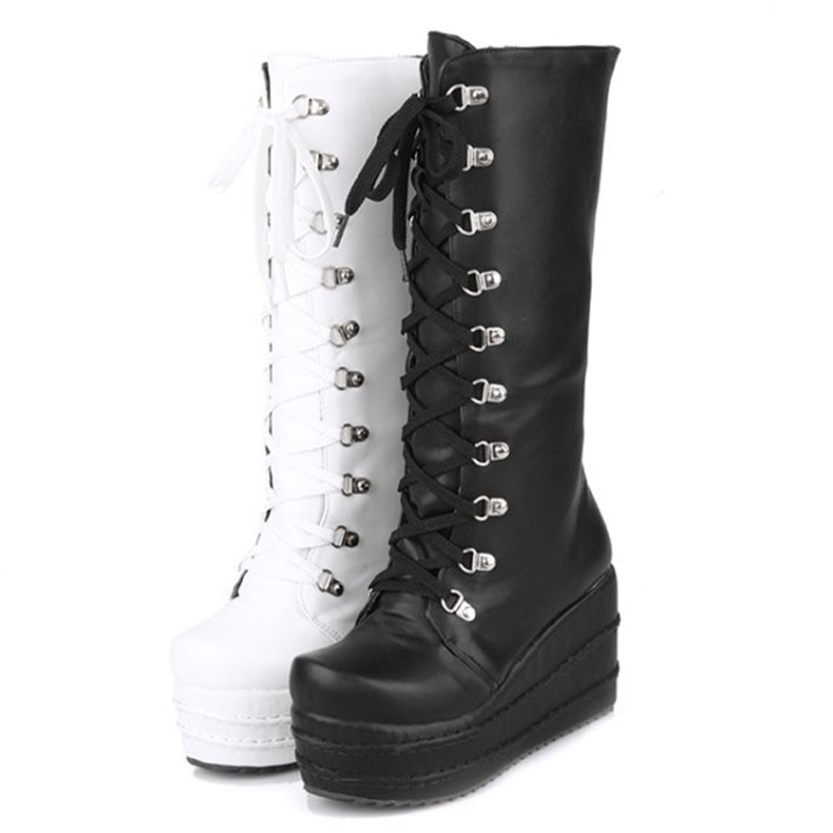 Funki Findz | Boots | Women's High Platform Gothic Wedge Boot