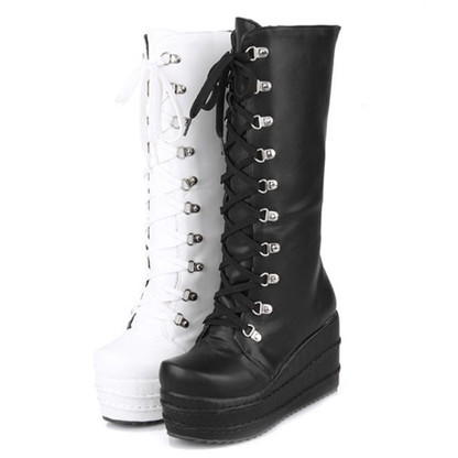 Funki Findz | Boots | Women's High Platform Gothic Wedge Boot