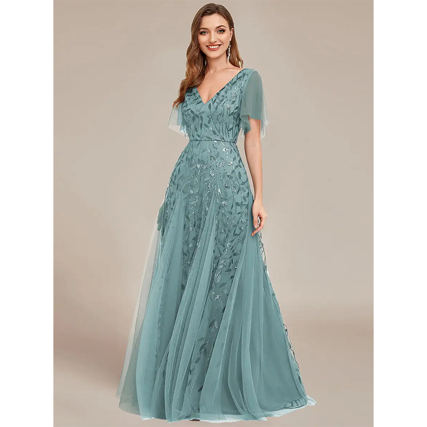 Funki Findz | Dresses | Women's Long Sequin Lace Formal Dress