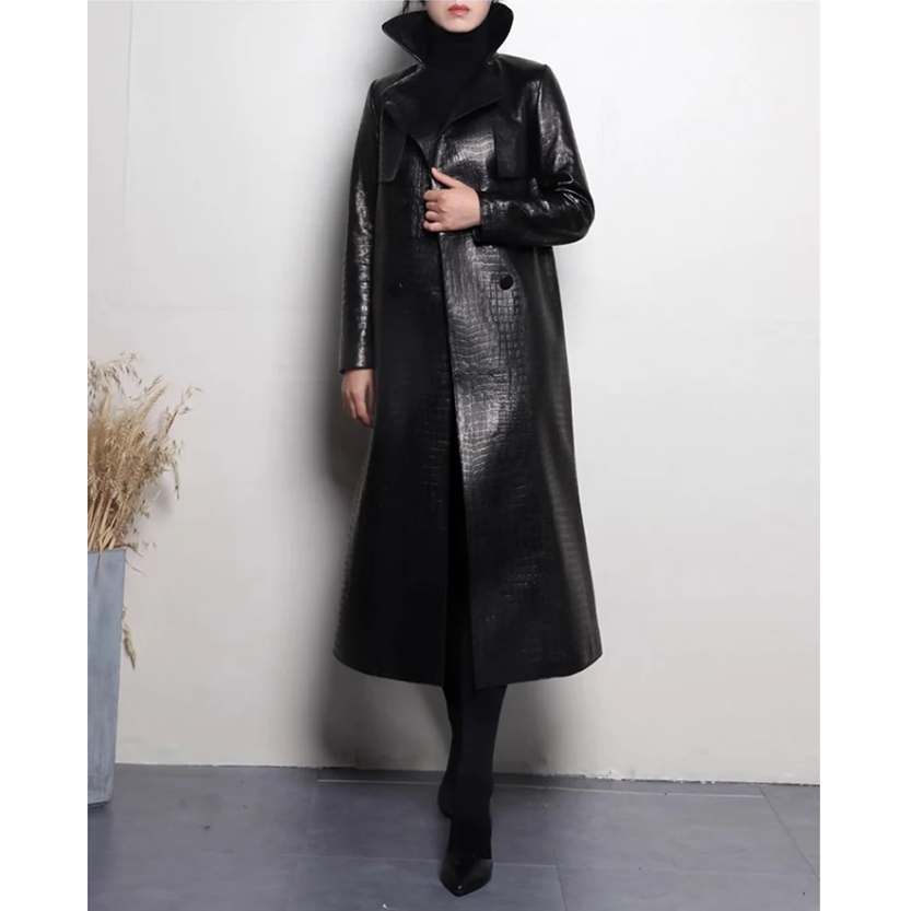 Funki Findz | Jackets | Women's Aligator Print Faux Leather Coat
